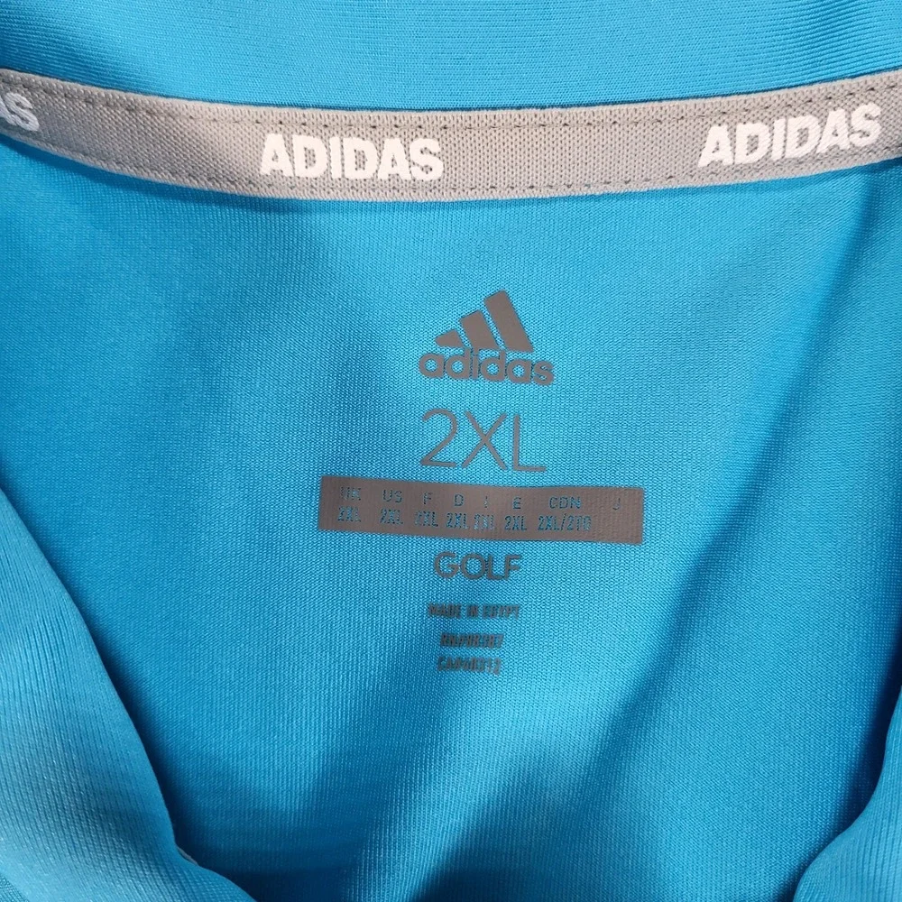 Adidas Golf Short Sleeve Polo Mens 2XL Solid Blue‎ UPF 50